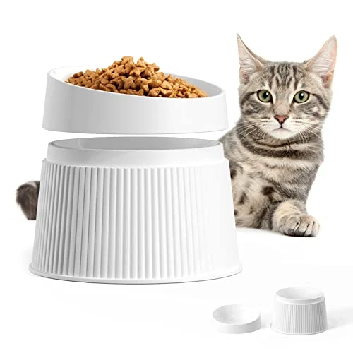 Uahpet Elevated Cat Food Bowl Super Widen Raised Cat Food Dishes For Protecting Spine, Reliefing Whisker Fatigue, Anti-Vomiting 17° Tilted Pet Feeding Bowls With Silicone Mat For Indoor Cats 3 Uahpet Elevated Cat Food Bowl Super Widen Raised Cat Food Dishes For Protecting Spine, Reliefing Whisker Fatigue, Anti-Vomiting 17° Tilted Pet Feeding Bowls With Silicone Mat For Indoor Cats