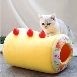 AnsonBoy Fruit Tart Cute Dog Cat Bed Cotton Cake Roll Shaped Pet Basket For Cats Funny Kitten Washable Sleep Cave Nest Warm Cozy Cushion -Pet Products Shop 41xw50G8KHL. AC