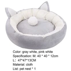 JENPECH Cute Cat Bed - Cat Ear Design - Non-Slip Bottom Comfortable Fabric Pet Sleeping Cushion For Cat - Comfortable Cat Bed For Indoor Cats -Pet Products Shop 41y27V0O8LS