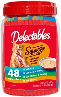 Hartz Delectables Squeeze Up Interactive Lickable Wet Cat Treats For Adult & Senior Cats, Tuna & Shrimp, 24 Count, 12 Ounces -Pet Products Shop 41yAg6jNTL. AC