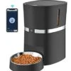 WellToBe Automatic Cat Feeder WiFi Enabled 2.4G Smart Pet Feeder For Cats And Dogs Food Dispenser With Desiccant Bag, Portion Control, Distribution Alarms, Voice Recorder And Low Food Sensor Black