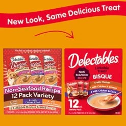 Delectables Bisque Non-Seafood Lickable Wet Cat Treats, Variety Pack, 12 Count (Pack Of 1) -Pet Products Shop 511chN93d3L