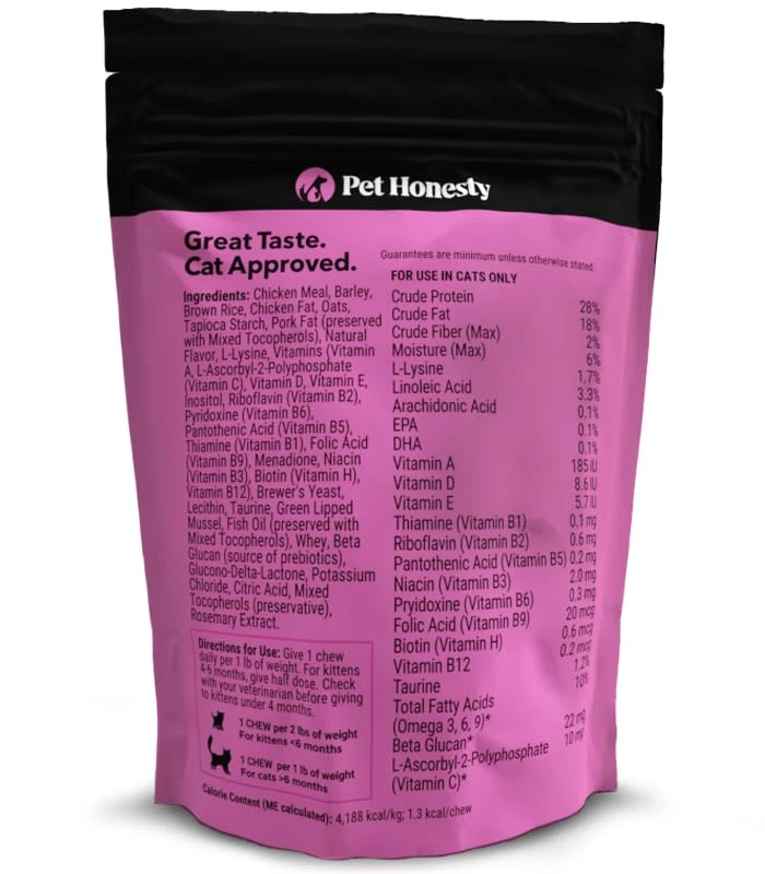 Pet Honesty Cat Multivitamin Chews - Supports Overall Immune Health, Joints, Skin & Coat, And Digestion | Omega 3s, Lysine For Cats, Probiotics, Cat Supplements & Vitamins - Chicken (30-Day Supply) 7 Pet Honesty Cat Multivitamin Chews - Supports Overall Immune Health, Joints, Skin & Coat, And Digestion | Omega 3s, Lysine For Cats, Probiotics, Cat Supplements & Vitamins - Chicken (30-Day Supply) - Image 5