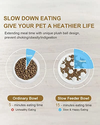 Raised Cat Dog Slow Feeder Bowl With Stand, Cat Bowls For Slow Eating, Ceramic Elevated Slow Feed Cat Bowls, Pet Bowl For Cat And Dog, Cat Puzzle Feeder For Healthy Eating Diet, 3'' High, 8.5'' Wide 4 Raised Cat Dog Slow Feeder Bowl With Stand, Cat Bowls For Slow Eating, Ceramic Elevated Slow Feed Cat Bowls, Pet Bowl For Cat And Dog, Cat Puzzle Feeder For Healthy Eating Diet, 3'' High, 8.5'' Wide - Image 2