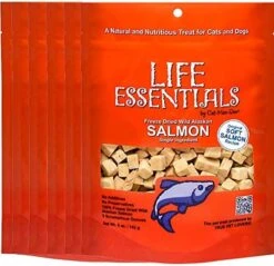 LIFE ESSENTIALS BY CAT-MAN-DOO All Natural Freeze Dried Wild Alaskan Salmon Treats For Cats & Dogs - Single Ingredient No Grain Snack With No Additives Or Preservatives, 5 Ounce Bag -Pet Products Shop 512Ny6D46L. AC
