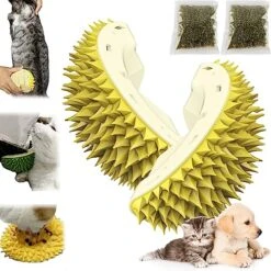 DENGWANG Durian Multifunctional Toys, Durian Cat Scratcher, Durian Shell Cat, Cat Durian Shell, Massaging And Removing Floating Hair Cat Dog Mint Toys (2PCS Yellow+Green) -Pet Products Shop 512SceFoLoL