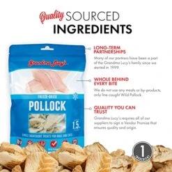 Grandma Lucy's Freeze-Dried Pollock Single Ingredient Dog And Cat Treats 1.5oz -Pet Products Shop 512gvC87KYL