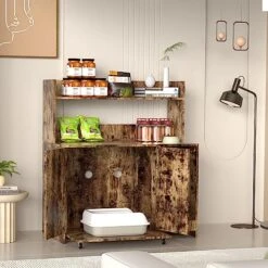 WJFORLION Litter Box Enclosure With Shelf And Doors, Litter Box Enclosures Furniture, Large Wood Cat Litter Box Furniture Hidden For Living Room, Bedroom, Rustic Brown -Pet Products Shop 512iEuilqFL