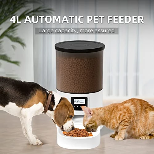 Automatic Cat Feeder 4L, Timed Cat Feeder With Desiccant Bag For Dry Food, Dog Dispenser Portion Control 1-4 Meals Daily, 10s Voice Recorder (4L, Transparent Black) 5 Automatic Cat Feeder 4L, Timed Cat Feeder With Desiccant Bag For Dry Food, Dog Dispenser Portion Control 1-4 Meals Daily, 10s Voice Recorder (4L, Transparent Black) - Image 3