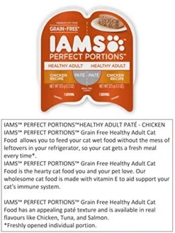 Iams Perfect Portions Grain Free Pate Wet Cat Food Bundle Includes : 02 Salmon Recipe Indoor,02 Turkey Recipe Indoor And 02 Chicken Healthy Adult. (2.6 OZ Each) Plus Booklet