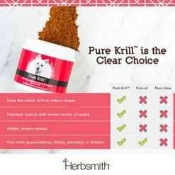 Herbsmith Pure Krill - Wild-Caught Antarctic Krill - Just 1 Ingredient - Astaxanthin For Dogs - Ready-to-Use Omega 3s – Alternative To Krill Oil For Dogs - 150g -Pet Products Shop 513SokGchRL