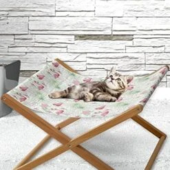 Lunarable Pineapple Pet Hammock, Vintage Fruit Pattern With Flowers Summer Exotic Food Art Print, Bed For Kittens Canopy With Durable Wooden Frame, 22" X 19 1/2" X 13", Slate Blue White -Pet Products Shop 5143Z XlrVL. AC