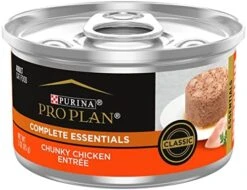 Purina Pro Plan Pate, High Protein Wet Cat Food, COMPLETE ESSENTIALS Classic Chunky Chicken Entree - (24) 3 Oz. Pull-Top Cans -Pet Products Shop 514BZFh6BFL. AC