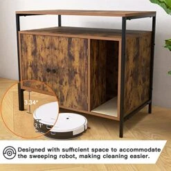 Pshelfy Litter Box Enclosure, Modern Cat Litter Box Furniture Hidden, Wooden Cat Washroom Storage Bench, Hidden Cat Litter Cabinet, For Living Room, Bedroom, Entrance Hallway, Rustic Brown -Pet Products Shop 514JzHrIyIL