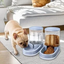 Lucky-M Pets Automatic Feeder And Waterer Set,Dogs Cats Food Feeder 3.8L,2 In 1 Water Dispensers For Small Medium Big Pets (B-Gray) -Pet Products Shop 514Tp9Cu2mL