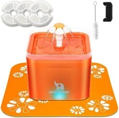 SMART ELEPHANT Pet Fountain 67oz/2L Translucent Automatic Cat Water Fountain Dog Water Dispenser With LED Water Level Indicator,and 3 Replacement Filters & 1 Silicone Mat For Cats,Dogs,Multiple Pets -Pet Products Shop 514sRXm67sS. AC