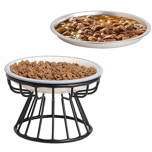 Elevated Cat Bowls,6.5" Extra Wide Raised Ceramic Cat Food Bowls With Anti-Slip Metal Stand Whisker Friendly Stainless Steel Pet Food Dishes For Indoor Cats And Small Dogs 3 Elevated Cat Bowls,6.5" Extra Wide Raised Ceramic Cat Food Bowls With Anti-Slip Metal Stand Whisker Friendly Stainless Steel Pet Food Dishes For Indoor Cats And Small Dogs