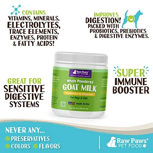 Raw Paws Whole Goat Milk Powder For Dogs And Cats, 7-oz - Goats Milk For Dogs Made In USA - Natural Kitten & Puppy Milk Replacement Formula - Dry Pet Goat Milk Food Topper - Pet Nutritional Supplement 4 Raw Paws Whole Goat Milk Powder For Dogs And Cats, 7-oz - Goats Milk For Dogs Made In USA - Natural Kitten & Puppy Milk Replacement Formula - Dry Pet Goat Milk Food Topper - Pet Nutritional Supplement - Image 2