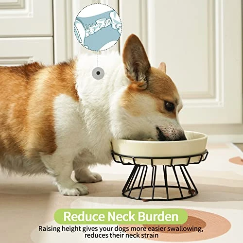 8.25'' Ceramic Slow Dog Bowl With Elevated Metal Stand, 1.75 Cups Non-Slip Puzzle Raised Dog Bowl Feeder, Slow Down Eating Anti-Choking Food Bowl Dish For Small And Medium & Large Dogs - Beige Color 5 8.25'' Ceramic Slow Dog Bowl With Elevated Metal Stand, 1.75 Cups Non-Slip Puzzle Raised Dog Bowl Feeder, Slow Down Eating Anti-Choking Food Bowl Dish For Small And Medium & Large Dogs - Beige Color - Image 3