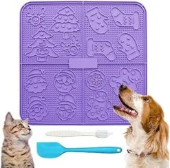 Femont X Large Licking Mat For Dog Slow Feeder Mat With 165 Strong Suction Cups For Peanut Butter,BPA Free Lick Pad For Pet Relieving Anxiety,Boredom,Grooming,Training(Blue,1 Spatula,1 Brush) -Pet Products Shop 515PDVCu2bL. AC