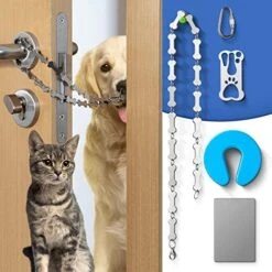CJPET Cat Door Latch For Dogs -Flex Latch Strap Adjustable Cat Door Alternative To Keep Dogs Out Of Cat Litter Boxes And Food, Let's Cats In And Safe Baby Proof (Fabric) -Pet Products Shop 5166GxaHa4L. AC