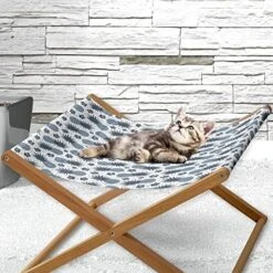 Lunarable Pineapple Pet Hammock, Vintage Fruit Pattern With Flowers Summer Exotic Food Art Print, Bed For Kittens Canopy With Durable Wooden Frame, 22" X 19 1/2" X 13", Slate Blue White -Pet Products Shop 516IjKgnvYL. AC