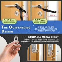 CJPET Cat Door Latch For Dogs -Flex Latch Strap Adjustable Cat Door Alternative To Keep Dogs Out Of Cat Litter Boxes And Food, Let's Cats In And Safe Baby Proof (Fabric) -Pet Products Shop 516eh4pNqVL