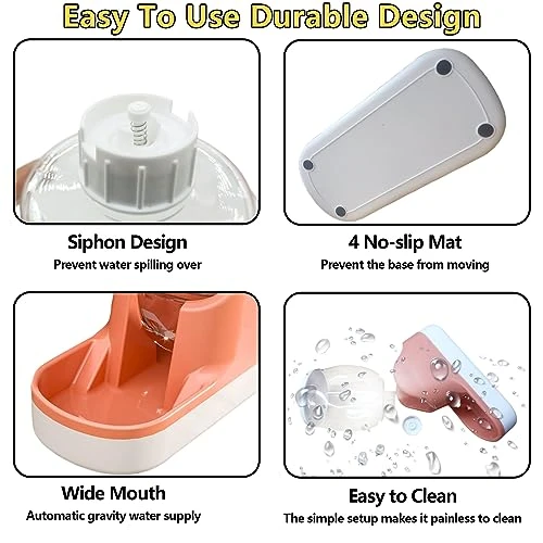 Kathson Automatic Dog Water Dispenser 1 Gallon Gravity Cat Water Dispenser Dogs Water Station Bowl Large Capacity Feeder Waterer Pet Drinking Fountain Pink 4 Kathson Automatic Dog Water Dispenser 1 Gallon Gravity Cat Water Dispenser Dogs Water Station Bowl Large Capacity Feeder Waterer Pet Drinking Fountain Pink - Image 2