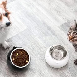 Sanwuta 7 Pcs Cat Food Bowl Stainless Steel Tilted Feeding For Little Cat Raised 15° Elevated Pet Dish For Kitten Puppy Neck Protection Anti Vomit Non Skid And Non Spill Easier To Reach Food, 7 Color -Pet Products Shop 516lUGgolRL