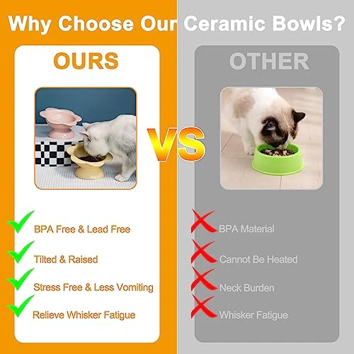 Ceramic Raised Cat Food Bowl, Tilted Flower Shaped Food Or Water Bowl For Cats And Small Dogs, Anti Vomiting Pet Feeder Dish Whisker Fatigue Cat Bowl, Butter Yellow 5 Ceramic Raised Cat Food Bowl, Tilted Flower Shaped Food Or Water Bowl For Cats And Small Dogs, Anti Vomiting Pet Feeder Dish Whisker Fatigue Cat Bowl, Butter Yellow - Image 3
