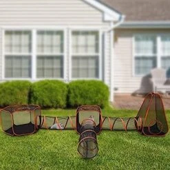 NOLLAM 6 In 1 Compound Pet Play House, Pop-Up Outdoor Cat Enclosure, Portable Cat Tent, Cat Tunnel And Playhouse, Folding Play Tent Tunnel For Cat, Kitty, Dog, Puppy, Rabbit And Small Animals -Pet Products Shop 517Nsp16dyL