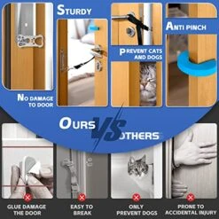 CJPET Cat Door Latch For Dogs -Flex Latch Strap Adjustable Cat Door Alternative To Keep Dogs Out Of Cat Litter Boxes And Food, Let's Cats In And Safe Baby Proof (Fabric) -Pet Products Shop 517W2Y6D20L