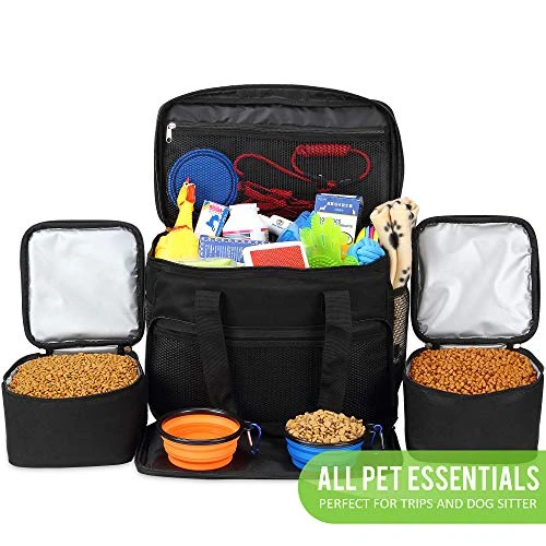 Kundu Cat & Dog Travel Bag - Includes 2 Food Carriers, 2 Bowls & Place Mat - Airline Approved - Black,6 Piece Set,KDU-011 6 Kundu Cat & Dog Travel Bag - Includes 2 Food Carriers, 2 Bowls & Place Mat - Airline Approved - Black,6 Piece Set,KDU-011 - Image 4