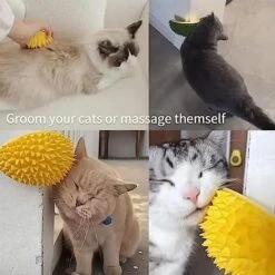 UPIKIT Durian Multifunctional Toys, Durian Cat Scratcher, 1/2PCS Durian Shape Cat Comb, Massaging And Removing Floating Hair Cat Dog Toys, For Any Different Flat Surfaces Or Corners (Yellow+Green) -Pet Products Shop 518KOxT7mjL