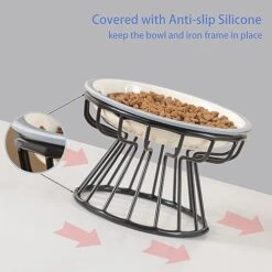 Elevated Cat Bowls,6.5" Extra Wide Raised Ceramic Cat Food Bowls With Anti-Slip Metal Stand Whisker Friendly Stainless Steel Pet Food Dishes For Indoor Cats And Small Dogs 11 Elevated Cat Bowls,6.5" Extra Wide Raised Ceramic Cat Food Bowls With Anti-Slip Metal Stand Whisker Friendly Stainless Steel Pet Food Dishes For Indoor Cats And Small Dogs -Pet Products Shop 518KbQA7ZOL