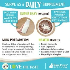 Raw Paws Whole Goat Milk Powder For Dogs And Cats, 7-oz - Goats Milk For Dogs Made In USA - Natural Kitten & Puppy Milk Replacement Formula - Dry Pet Goat Milk Food Topper - Pet Nutritional Supplement 11 Raw Paws Whole Goat Milk Powder For Dogs And Cats, 7-oz - Goats Milk For Dogs Made In USA - Natural Kitten & Puppy Milk Replacement Formula - Dry Pet Goat Milk Food Topper - Pet Nutritional Supplement -Pet Products Shop 518RAAdKj4L