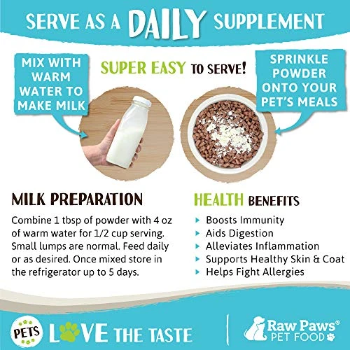Raw Paws Whole Goat Milk Powder For Dogs And Cats, 7-oz - Goats Milk For Dogs Made In USA - Natural Kitten & Puppy Milk Replacement Formula - Dry Pet Goat Milk Food Topper - Pet Nutritional Supplement 5 Raw Paws Whole Goat Milk Powder For Dogs And Cats, 7-oz - Goats Milk For Dogs Made In USA - Natural Kitten & Puppy Milk Replacement Formula - Dry Pet Goat Milk Food Topper - Pet Nutritional Supplement - Image 3