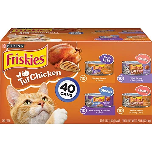 Purina Friskies Gravy Wet Cat Food Variety Pack, TurChicken Extra Gravy Chunky, Meaty Bits & Shreds - (40) 5.5 Oz. Cans 3 Purina Friskies Gravy Wet Cat Food Variety Pack, TurChicken Extra Gravy Chunky, Meaty Bits & Shreds - (40) 5.5 Oz. Cans