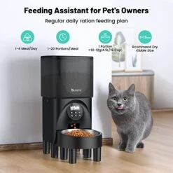 Automatic Cat Feeders, Cat Food Dispenser With Desiccant Bag, 19 Cup Automatic Dog Feeder With Stainless Steel Bowl & Heightening Feet, Easy Set Up To 20 Portions 4 Meals Per Day & 10s Voice Recorder -Pet Products Shop 519FdFDQ8SL