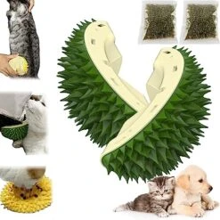 DENGWANG Durian Multifunctional Toys, Durian Cat Scratcher, Durian Shell Cat, Cat Durian Shell, Massaging And Removing Floating Hair Cat Dog Mint Toys (2PCS Yellow+Green) -Pet Products Shop 519G3yTxlnL