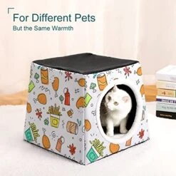 Printed Cat Cube Kitty House Indoor Cats Bed Cat Sofa Small Dogs Shelter Warm And Cozy Fried Chicken Foods 22 Printed Cat Cube Kitty House Indoor Cats Bed Cat Sofa Small Dogs Shelter Warm And Cozy Fried Chicken Foods -Pet Products Shop 519S6jmqLGL