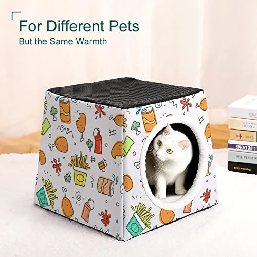 Printed Cat Cube Kitty House Indoor Cats Bed Cat Sofa Small Dogs Shelter Warm And Cozy Fried Chicken Foods 8 Printed Cat Cube Kitty House Indoor Cats Bed Cat Sofa Small Dogs Shelter Warm And Cozy Fried Chicken Foods - Image 6