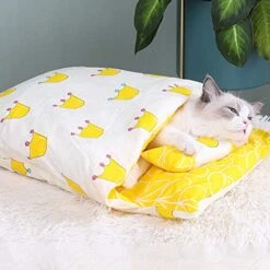 SONGBIRDTH Pet Bed,Cartoon Print Cat Sleeping Bag Removable Cattery Warm Kennel Nest Pet Supplies,Breathable Cotton Blend,Removable Easy To Clean 16 SONGBIRDTH Pet Bed,Cartoon Print Cat Sleeping Bag Removable Cattery Warm Kennel Nest Pet Supplies,Breathable Cotton Blend,Removable Easy To Clean -Pet Products Shop 519c8dexMkL