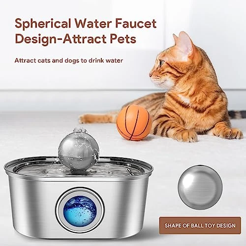 Nestsplus Cat Water Fountain,3.2L/108oz Stainless Steel Automatic Pet Water Fountain,Quiet Pump Dog Water Dispenser With LED Light,Dishwasher Safe,Water Level Window,3 Replacement Filters,for Cat/Dog 6 Nestsplus Cat Water Fountain,3.2L/108oz Stainless Steel Automatic Pet Water Fountain,Quiet Pump Dog Water Dispenser With LED Light,Dishwasher Safe,Water Level Window,3 Replacement Filters,for Cat/Dog - Image 4