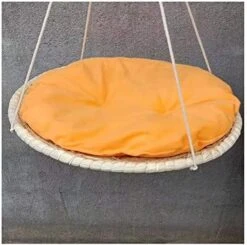 YangYan Cat Double Layer Hammock Sisal Round Bed Natural Straw And Cotton Cloth Safety Cat Hanging Beds Pet Comfortable Mats Cushions (Color : Blue Single Layer) -Pet Products Shop 519gpxZlYcL. AC