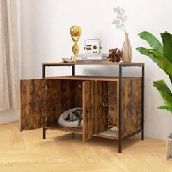 Pshelfy Litter Box Enclosure, Modern Cat Litter Box Furniture Hidden, Wooden Cat Washroom Storage Bench, Hidden Cat Litter Cabinet, For Living Room, Bedroom, Entrance Hallway, Rustic Brown -Pet Products Shop 51ALnx9STML