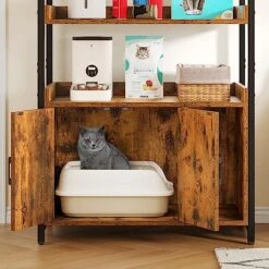 YITAHOME Large Hidden Cat Litter Box Furniture With 3 Shelves And Doors, Wood Litter Box Enclosure, Cat Washroom Storage, Brown 11 YITAHOME Large Hidden Cat Litter Box Furniture With 3 Shelves And Doors, Wood Litter Box Enclosure, Cat Washroom Storage, Brown -Pet Products Shop 51BahagUTyL