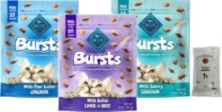Aurora Pet Variety Pack (3) Blue Bursts Crunchy Cat Treats (1) Paw-Licken Chicken (1) Savory Seafood (1) Liver & Beef (5-oz Each) With AuroraPet Wipes