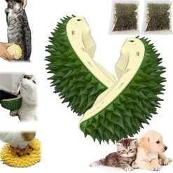 Durian-Shaped Cat Scratcher,Durian Multifunctional Toys,Cat Durian Shell Durian，Massaging And Removing Floating Hair Cat Dog Mint Toys (Green) -Pet Products Shop 51C3tnQOLnL. AC
