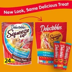 Hartz Delectables Squeeze Up Interactive Lickable Wet Cat Treats For Adult & Senior Cats, Tuna & Shrimp, 24 Count, 12 Ounces -Pet Products Shop 51CaKIutGVL